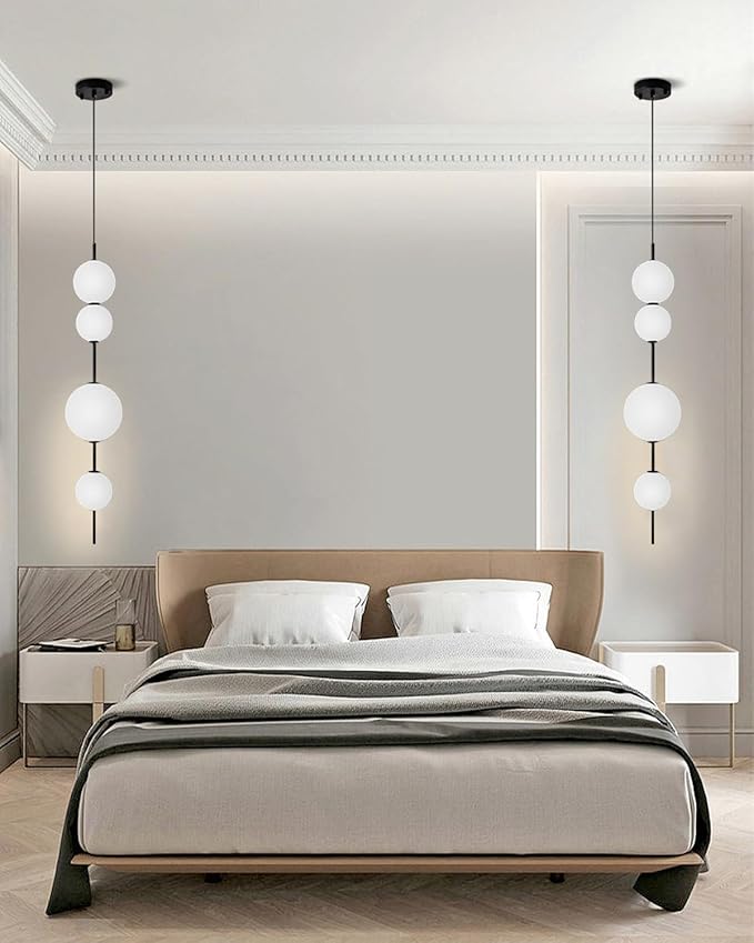 LED Kitchen Lighting, Kitchen Island Pendant Light, Black Head Bedside Chandeliers, Cylindrical Modern Pendant Ceiling Light Fixture for Foyer Dining Room Xuang Bedroom Living Room