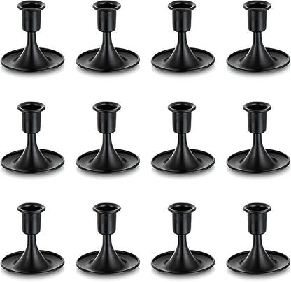 Black Candlestick Candle Holders for Taper ：12 PCS Romadedi Candle Stick Holder Set Vintage Table Centerpiece Halloween Decoration Wedding Christmas Fireplace Mantel Home Deocr
