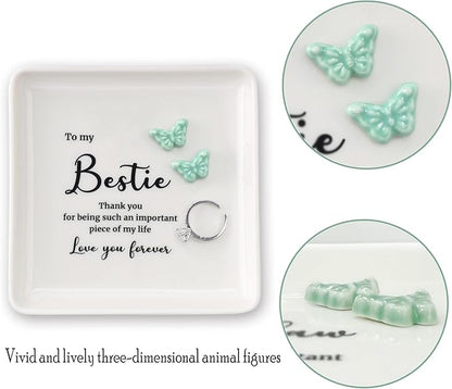 HOME SMILE Best Friend Birthday Christmas Gifts for Women-Butterfly Ring Dish-Bestie,BFF,Work Bestie,Bsf,Soul Sister-Friend Gift for Galentines Day Present-Thank You for Being Such An Important Piece