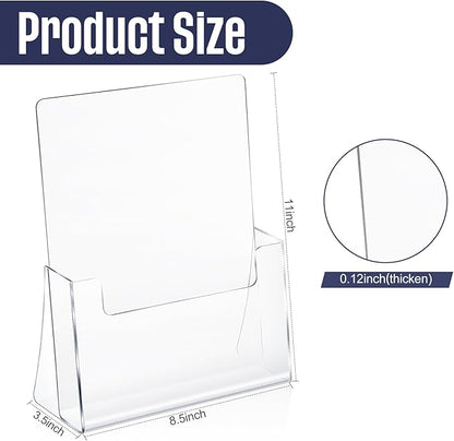 Thyle 10 Pcs Acrylic Brochure Holder Stand 8.5 x 11 Inch Plastic Flyer Holder Pamphlet Display Countertop Clear Paper Organizer Stand Acrylic Literature ‌Holding Hevice for Magazine Booklets Menu