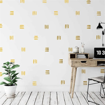 120pcs Modern Line Wall Stickers Boho Nursery Kids Living Room Scandinavian Home Décor Self-Adhesive Murals Vinyo DIY Gift YT5037 (Gold)