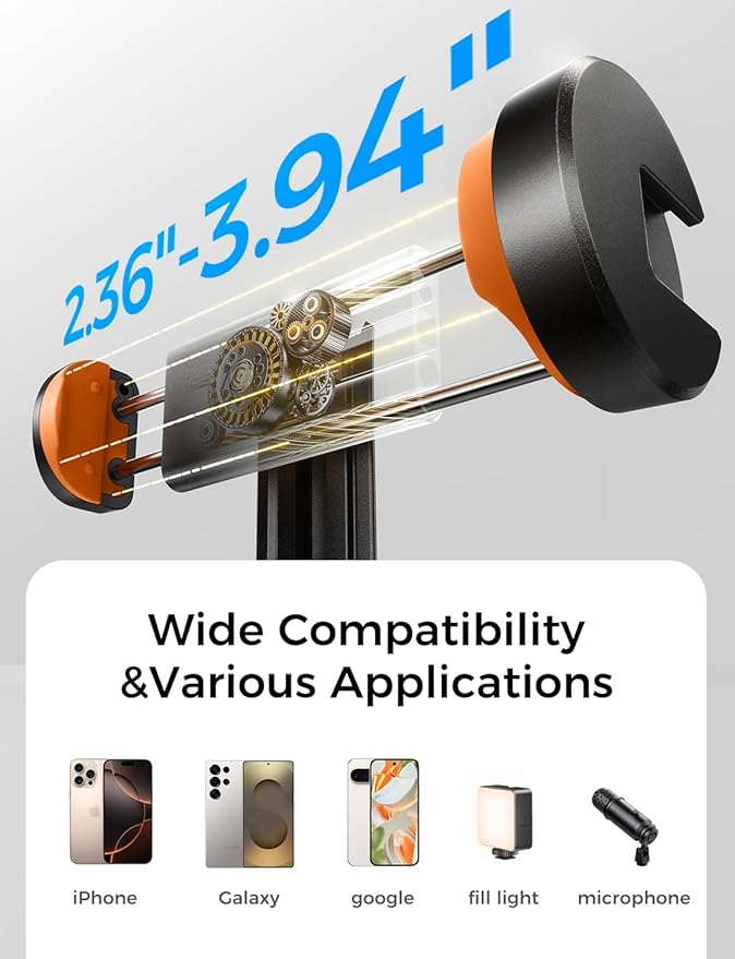 MAGIC JOHN 59" Automatic Pop-up Phone Tripod, Extendable Selfie Stick for iPhone, Selfie Stick Tripod with Detachable Remote, Flexible Rotation Travel Phone Stand Compatible with iPhone, Android
