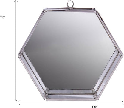 HomeRoots 8" Silver Hexagon Steel Framed Accent Mirror