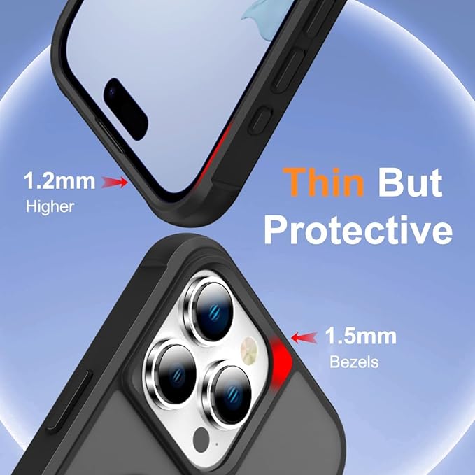 Compatible with iPhone 14 Pro Max Case with Invisible Magnetic O-Ring Stand Military-Grade Translucent Case for iPhone 14 ProMax 6.7" [Compatible with Mag-Safe][Great Grip Feeling], Black