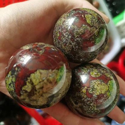 1pc Natural Dragon Blood Stone Ball Quartz Crystal Sphere 45mm+ Decor Healing
