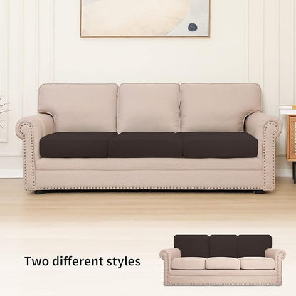 Easy-Going Stretch Individual Chair Couch Cushion Cover Sofa Cushion Furniture Protector Sofa slipcover Soft Flexibility with Elastic Bottom (3-Piece Sofa Cushion Cover, Chocolate)
