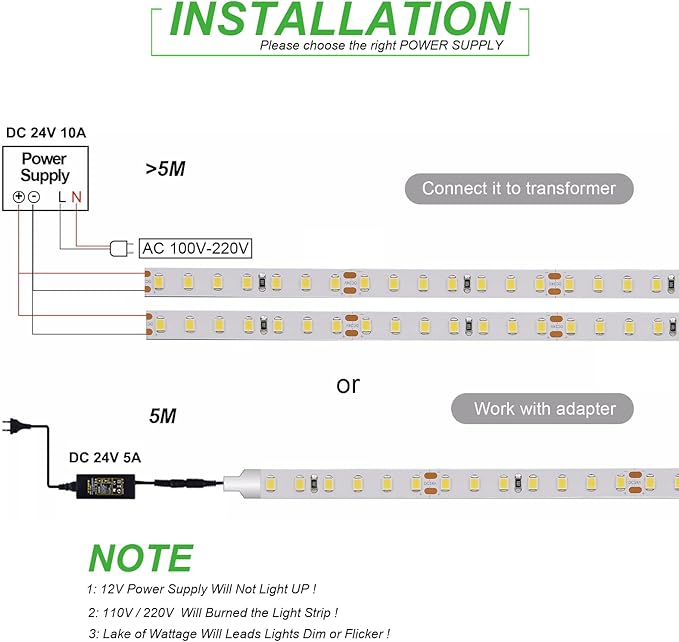 JOYLIT 24V LED Strip Lights 16.4FT/5M 2700K Warm White 9500LM Super Bright CRI 92+, CE UL Premium 126LEDs/M SMD 2835 90W Dimmable Adhesive Tape Light for Home, Commercial