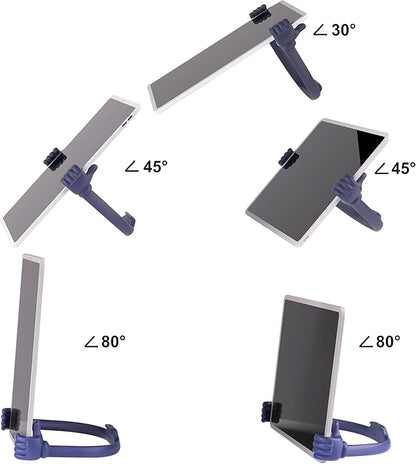 Honsky Adjustable Tablet Stand, Portable Phone Holder for Desk Bed - Multi-Angle Drawing Stand Compatible with All Tablets (Blue Deep &Black)