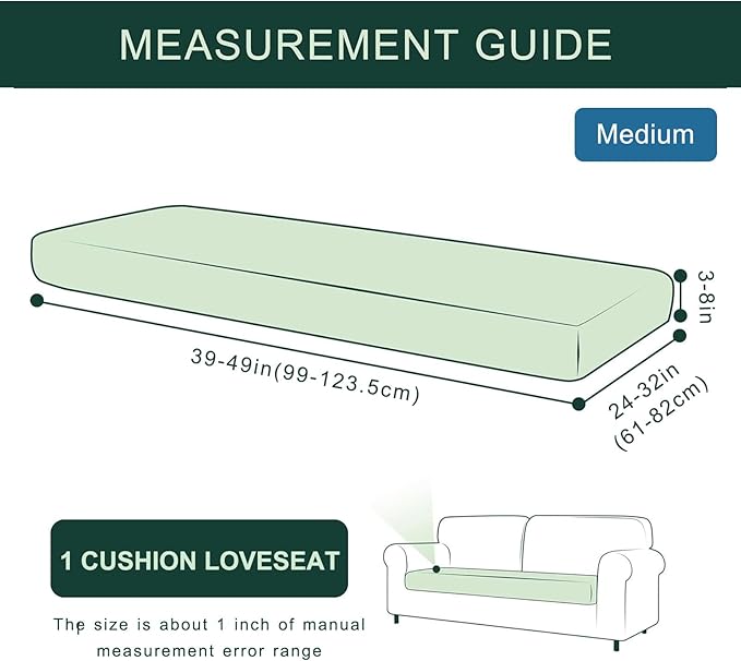 hyha Individual Couch Cushion Covers, Stretch Magic Sofa Seat Cushion Covers Washable, Dog Couch Sofa Slipcover for Pets, Kid with Elastic Bottom(Medium, Green)
