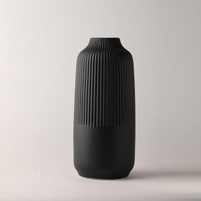 Black Ceramic Vase, Flower Vase in Nordic Style, Black Vases for Pampas Grass, Large Boho Decor Matt 10 Inch,Vases Home Decor for Centerpieces Table Entryway Shelf