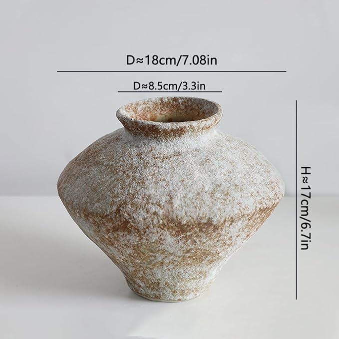 Handmade Rustic Ceramic Vase – Textured Pottery Flower Vase for Home Decor, Perfect for Centerpieces, Kitchen, Living Room, or Bedroom – Unique Gift Idea (White)