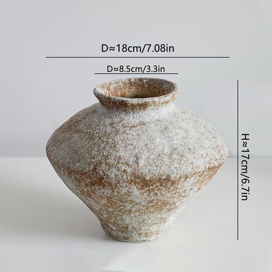 Handmade Rustic Ceramic Vase – Textured Pottery Flower Vase for Home Decor, Perfect for Centerpieces, Kitchen, Living Room, or Bedroom – Unique Gift Idea (White)