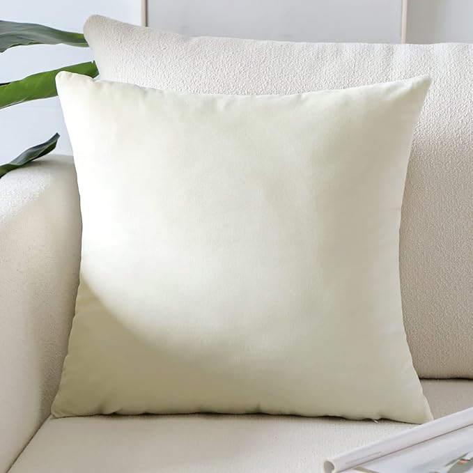 Artscope Luxury Velvet Pillow Covers Super Soft Decorative Square Throw Pillow Covers Case Cushion Covers for Sofa Couch Bedroom Car Decor 24x24 Inch Cream White