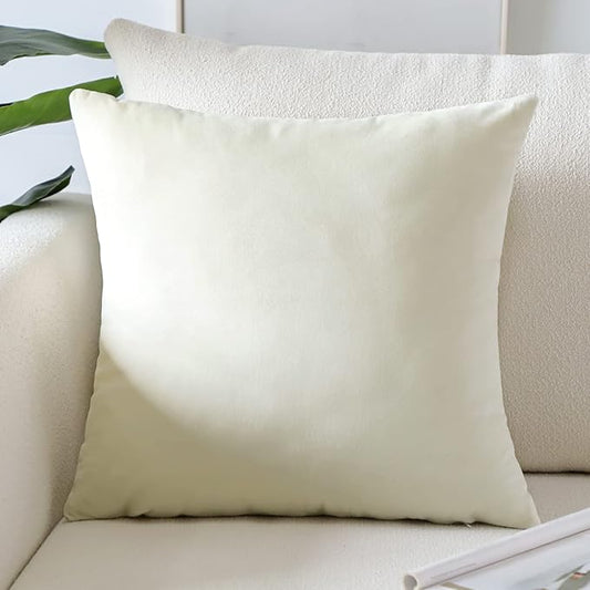 Artscope Luxury Velvet Pillow Covers Super Soft Decorative Square Throw Pillow Covers Case Cushion Covers for Sofa Couch Bedroom Car Decor 24x24 Inch Cream White