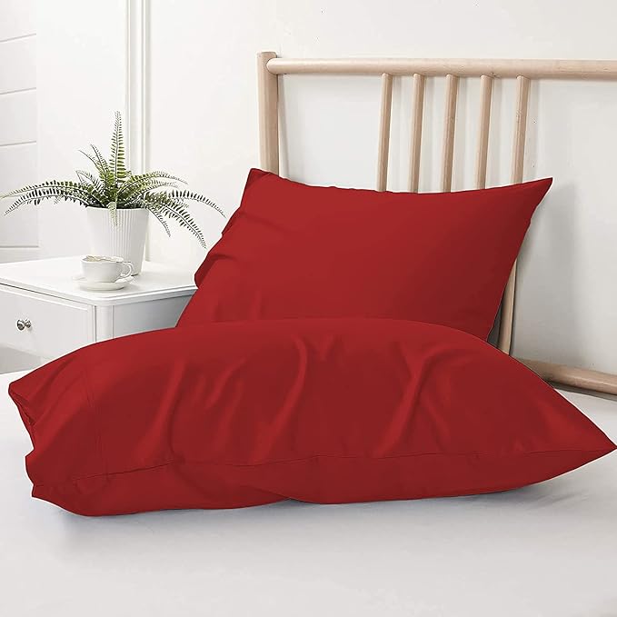 Upgrade Your Bedding Experience with The Made of 100% Cotton Pillow Cases 2 Pack King Pillowcases 20" x 40" Size fits King Pillows. Envelope Closure Burgundy
