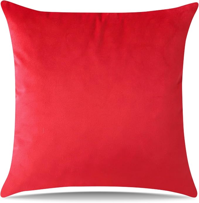 Artscope Luxury Velvet Pillow Covers Decorative Square Pillowcases Soft Solid Cushion Cases for Couch Sofa Bedroom Home Decor 20x20 Inch Red