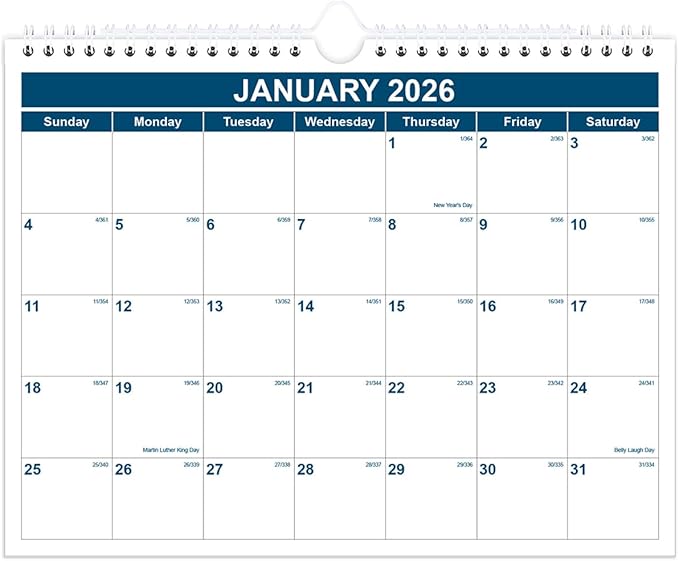 Calendar 2026-2027 - Monthly Wall Calendar from January 2026 - June 2027, Spiral Binding Hanging Wall Calendar 2026 for Home/Office, 8.5" x 11", Blue