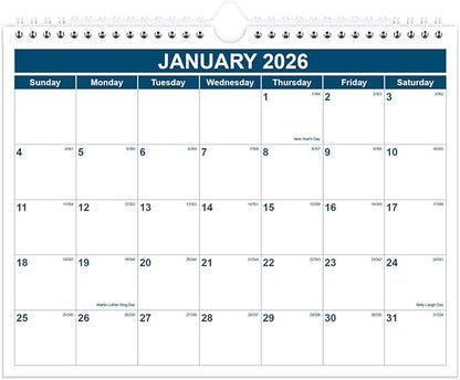 Calendar 2026-2027 - Monthly Wall Calendar from January 2026 - June 2027, Spiral Binding Hanging Wall Calendar 2026 for Home/Office, 8.5" x 11", Blue