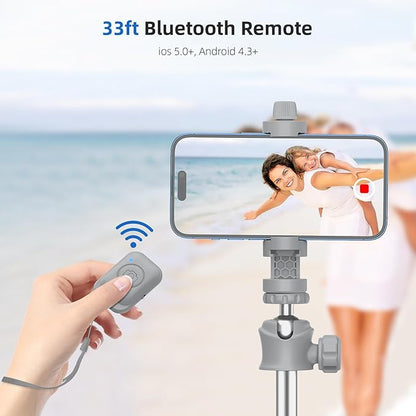 67" Phone Tripod, MIIASI Extendable Tripod for iPhone, Selfie Stick with Remote and Phone Holder, Compatible with iPhone/Android/Camera, Light Stand