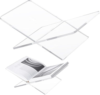 Acrylic Book Stand 15 x 9 x 6 in Large Open Book Display Stand for Cookbook Art Book Bible Guest Book - Coffee Table Book Stand for Reading - Transparency, Large Size