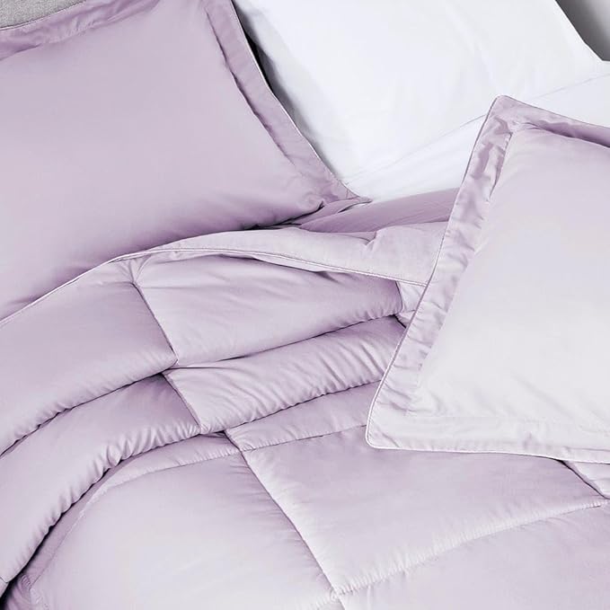 PeachSkinSheets Night Sweats: The Original 1500TC Soft Super King/Cal King Oversized Comforter Set Lavender Mist