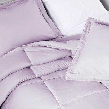 PeachSkinSheets Night Sweats: The Original 1500TC Soft Super King/Cal King Oversized Comforter Set Lavender Mist