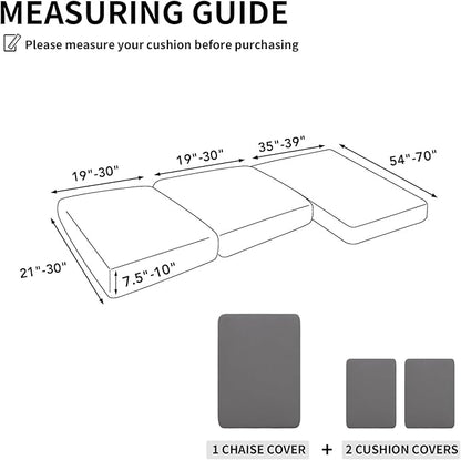Easy-Going 100% Waterproof 3 Pieces Couch Cushion Covers for Sectional Sofa Left/Right L Shape Chaise Lounge Sofa Seat slipcover Anti-Slip Sofa Cover (2 Seater + 1 Chaise, Light Gray
