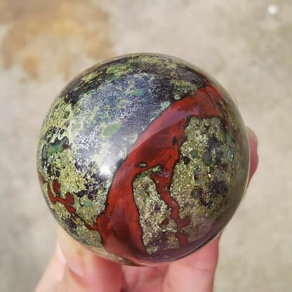 1pc Natural Dragon Blood Stone Ball Quartz Crystal Sphere 45mm+ Decor Healing
