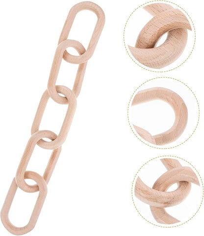 DOITOOL Rustic Link Chain Decor Wall Table Ornament Minimalist Home Accent for Living Room Birthdays Housewarming Natural Wood Sculptures