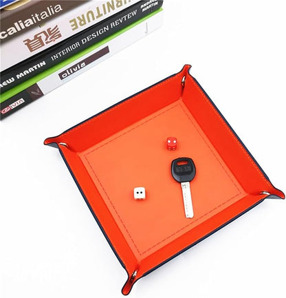 siduater Valet Tray Desktop Storage Organizer – Vegan Leather Catchall Bedside Vanity Tray Nightstand Caddy Holder for Remote Controller, Watch, Keys, Phone, Wallet, Coin, Jewelry (Orange/Black)