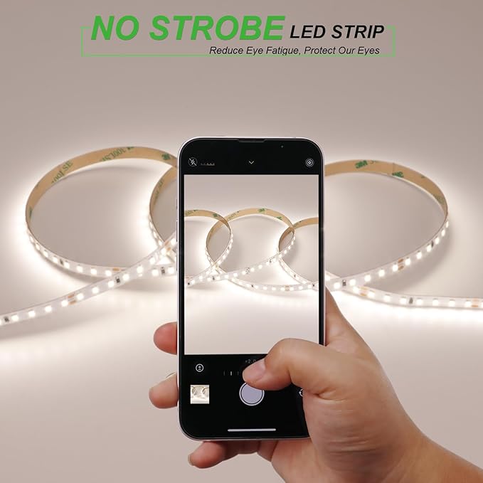 JOYLIT 24V LED Strip Lights 16.4ft/5M 126LEDs/M 4000K Natural White 9500LM Super Bright CRI 92+, UL PRO 90W Dimmable 2835 SMD Indoor Adhesive Tape Light for Kitchen Cabinet, Stair, Shelf, Commercial