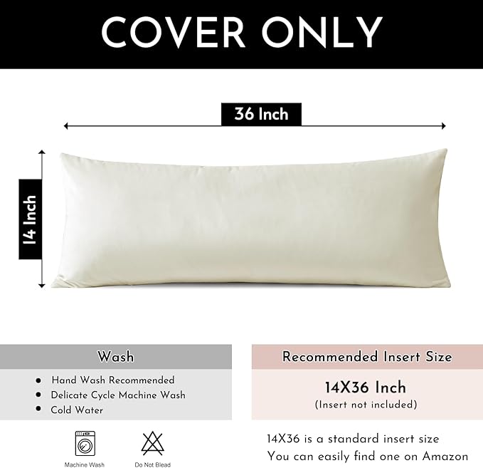 Artscope Luxury Velvet Lumbar Pillow Cover Super Soft Decorative Rectangle Throw Pillow Covers Case Cushion Covers for Sofa Couch Bedroom Car Decor 14x36 Inch Cream White