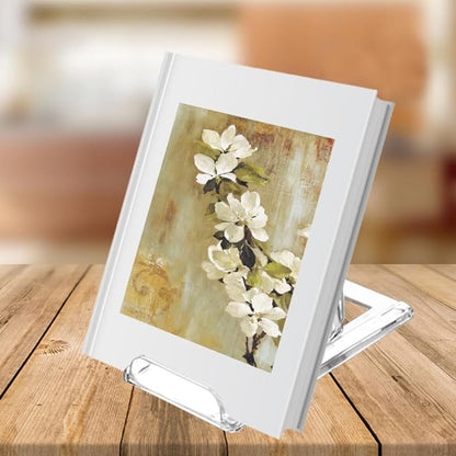 10 Pack Acrylic Book Stand for Display Adjustable Clear Display Holder Easel Collector Stand for Home Office Back to School Comic Album CD Magazine Postcard Artworks (4.2 x 4.3 x 2.35 Inch)