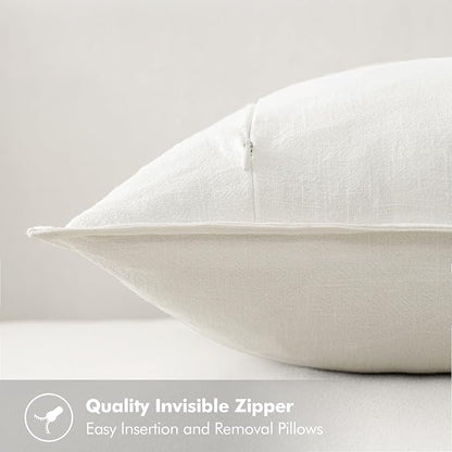 MIULEE Decorative Linen Pillow Covers 20x20 Inch Cream White Boho Farmhouse Neutral Christmas Couch Throw Pillows for Bed Pack of 2 Accent Modern Pillowcase Sofa Livingroom Home Decor