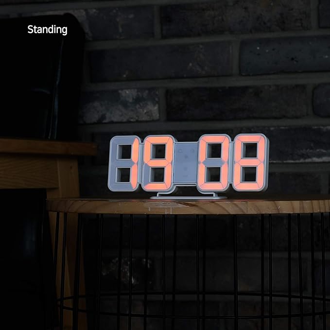 mooas 3D Pure mini Orange LED Clock, Multi-Function LED Clock (Calendar, Alarm, Temperature) (8.5" Orange Table Alarm Clock)