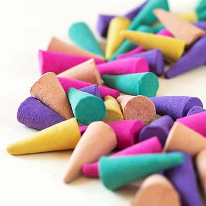 STRN Incense Cones Assorted Scented with Holder, 120 Cones Total Incense Variety Pack Gift Set, Rose, Sage, Lavender, Violet, Cinnamon, Eucalyptus, Sandalwood, Rain Forest