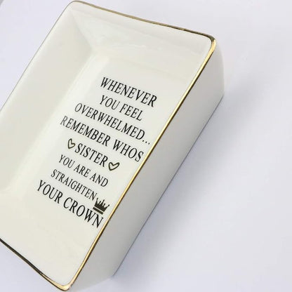 JoycuFF Inspirational Gift for Sister - Sister Gifts for Birthday, Christmas, Mother's Day - Trinket Dish Decorative Ring Dish Jewelry Tray Home Decor