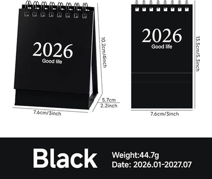Flip Calendar for Desk 2026, 4-Inch Mini Desk Calendar with Stand for Office Planning and Date TrackingHome Decor