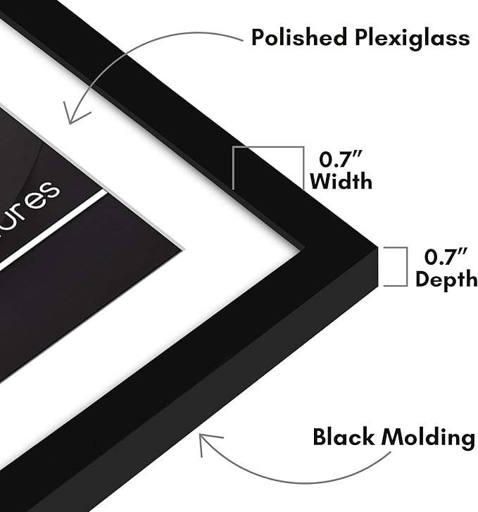 Americanflat 24x28 Picture Frame with Polished Plexiglass - Use as 20x24 Frame with Mat or Display 24x28 Photo Without Mat - Streamline Collection - Thin Border Picture Frames for Wall - Black