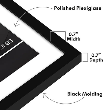 Americanflat 24x28 Picture Frame with Polished Plexiglass - Use as 20x24 Frame with Mat or Display 24x28 Photo Without Mat - Streamline Collection - Thin Border Picture Frames for Wall - Black