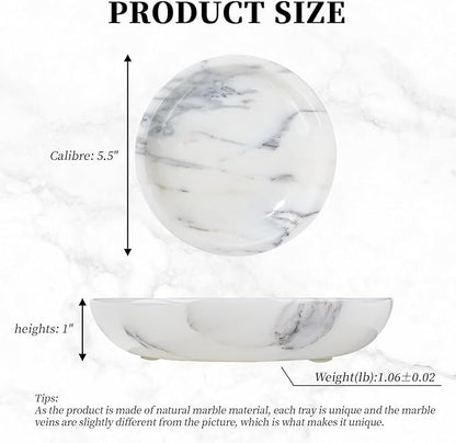 Natural Marble Jewelry Tray 5.5", Trinket Dish for Ring Earring, Gift for Woman Daugther (Arabescato Calacatta)