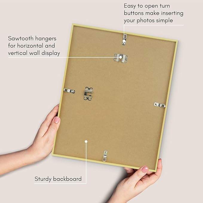 Americanflat 11x14 Picture Frame with Shatter-Resistant Glass - Use as 8x10 Frame with Mat or Display 11x14 Photo Without Mat - Streamline Collection - Thin Border Picture Frames for Wall - Gold