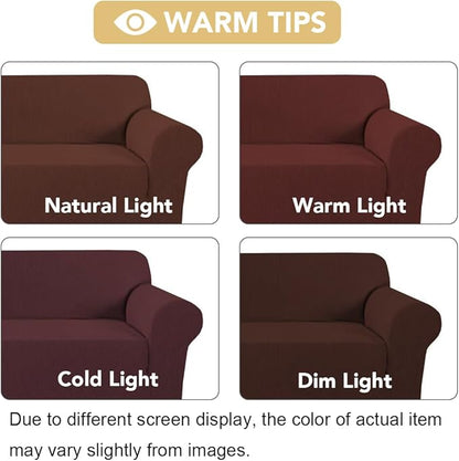 H.VERSAILTEX Stretch Couch Covers for Sofa 1 Piece Slipcovers for Couch and Sofas 3 Seater Couch Cover Feature Thick Checked Jacquard Fabric with Elastic Bottom(Large Sofa 90"-100" Wide, Burnt Brick)