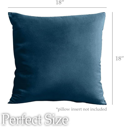 lalaLOOM Velvet Throw Pillow Covers, Set of 2, 18x18 Decorative Square Pillows Home Decor, Soft Accent Cases, Silky Machine Washable Pillowcases for Sofa, Couch, Bedroom, Living Room, Peacock