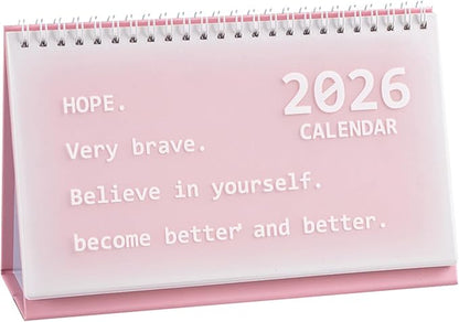 2026 Mini Desk Calendar New Year Planner Flip Calendar 8.3" x 5.2" - Pink (Oct. 2025 to Dec. 2026)