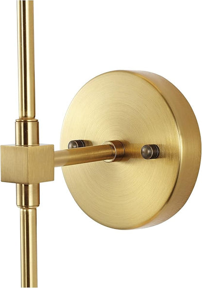 Modern Wall Sconce 2-Lights Industrial Mid Century Bathroom Vanity Wall Light with White Globe Glass Lampshade Brushed Brass Finished Lighting Fixture (Gold Color)