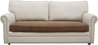 Eismodra Couch Cushion Covers Magic Stretch Sofa Slipcover for 3 Cushion Couch Dogs Pet L Shape 2 Seat Replacement Furniture Protector,Light Brown Length 37-53 inches(Only 1 Piece)