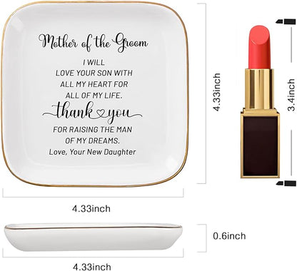 Mother of Groom Jewelry Dish Ring Plate - Thank You for Raising of My Dreams, Wedding Gifts for Mother of The Groom Christmas Birthday from Bride