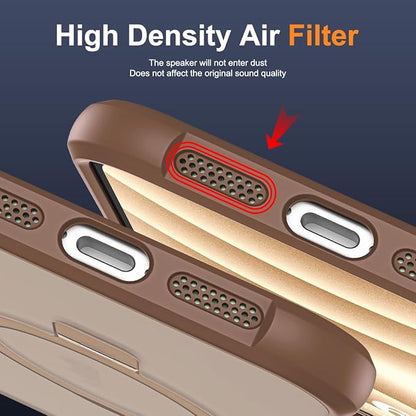Compatible with iPhone 16 Plus Case with Invisible Magnetic O-Ring Stand Military-Grade Translucent Case for iPhone 16 Plus 6.7" [Compatible with Mag-Safe][Great Grip Feeling],Desert Brown