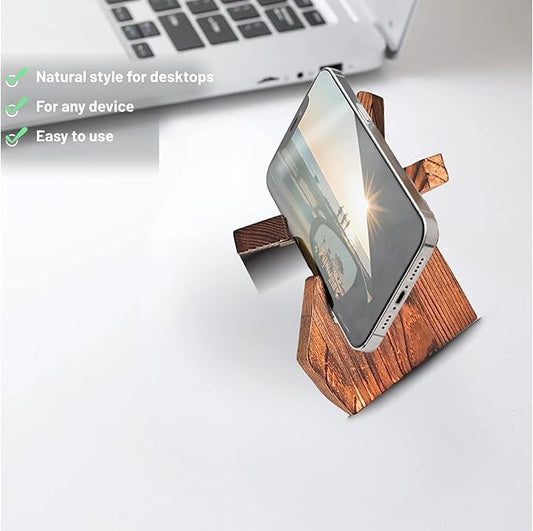 TOJTIK Phone Holder Wood, Small Phone Stand for Desk, Portable Cell Phone Holder for Smartphones & Mini Tablets, Wooden Desktop Organizer & Book Holder, iPhone Stand for 11/12/13 pro max & iPads